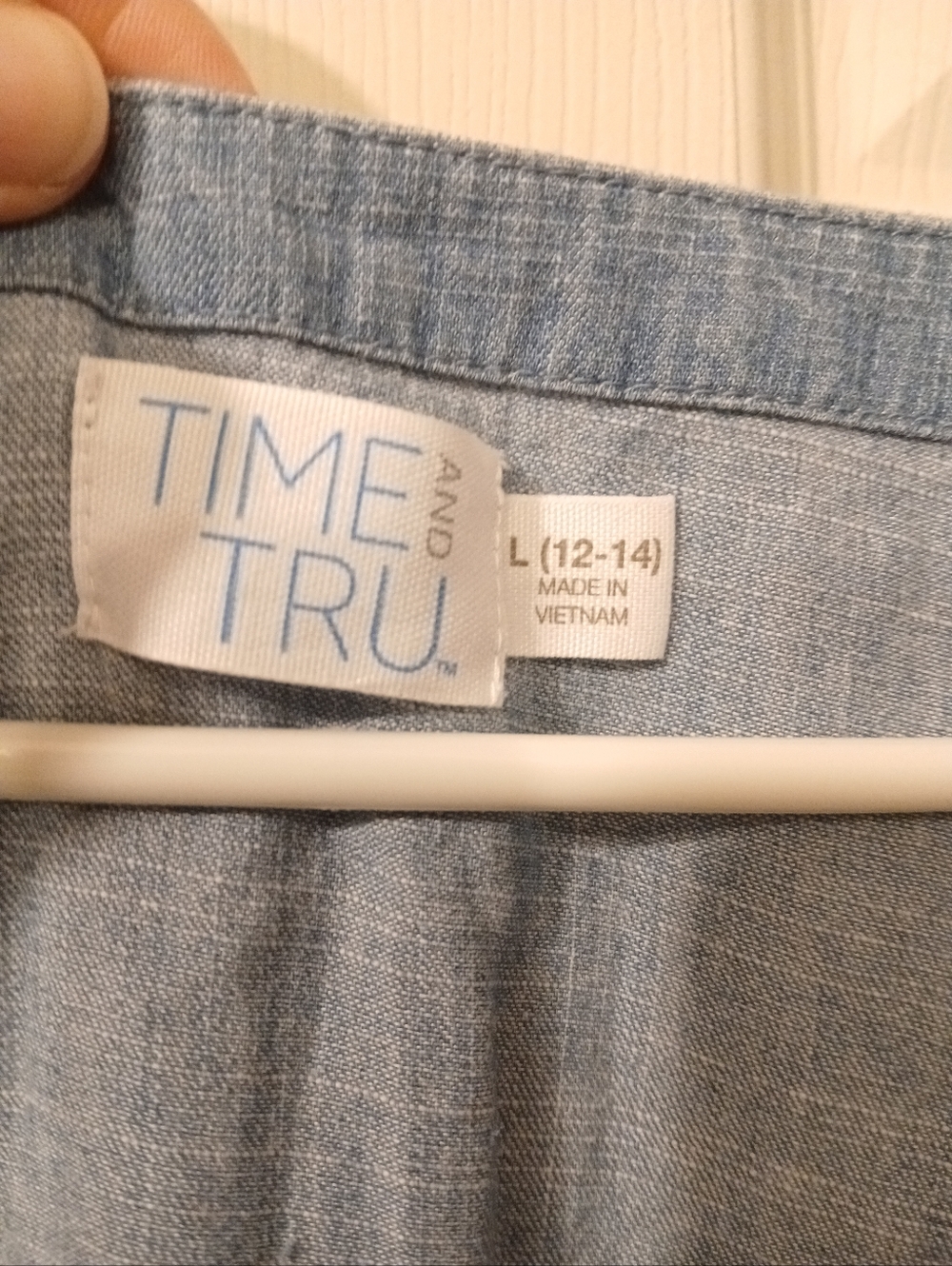 Time And Tru Light Blue Chambray  Tiered Dress with Ruffle Sleeves - Picture 11 of 11